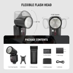 Neewer Z2PRO-F Fujifilm Uyumlu 76W Yuvarlak Kafa Akülü Tepe Flaşı