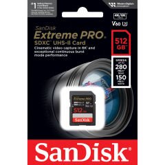 Sandisk 512GB SDXC Extreme Pro 280MB/s UHS-II V60 Kart