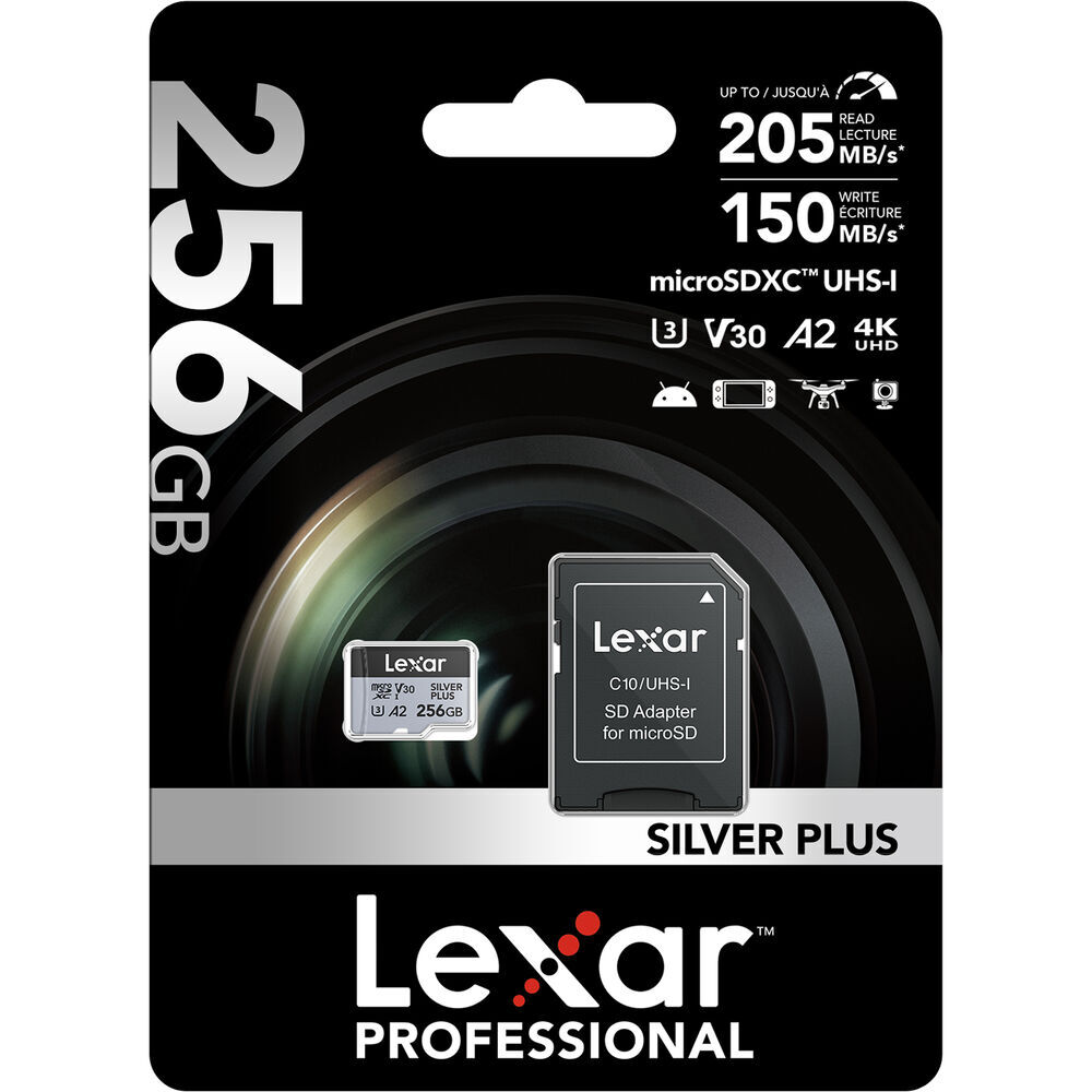Lexar 256GB Silver Plus 205MB/s microSDXC Kart