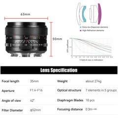 7Artisans MF 35mm f/1.4 Mark III FF Lens (Panasonic/Leica/Sigma L)