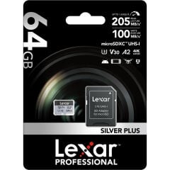 Lexar 64GB Silver Plus 205MB/s microSDXC Kart