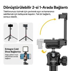 Ulanzi MT-44 149cm 2si 1 Arada Hızlı Açılır Selfie Çubuğu Tripod Telefon Kamera Uyumlu
